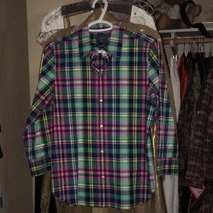 Chaps Non Iron Gingham Top